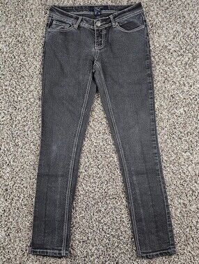 Earl Jeans Juniors Sz 9 Gray Wash Skinny Jeans Flap Pockets Thick Stitch